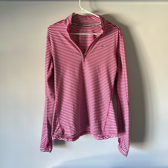 Nike Tops - Women’s Medium Nike Pink Stripped Half Zip